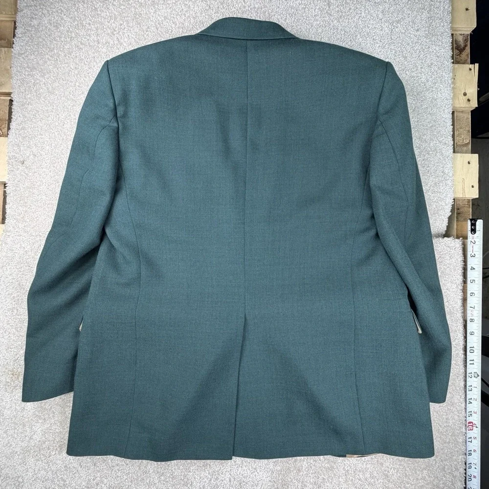 Stafford Blazer Mens 42 Regular Green Wool Gold Buttons Two‎ Button Sport Coat